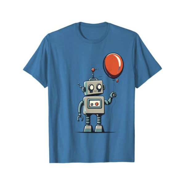 Cute Retro Robot Holding Balloon T-Shirt