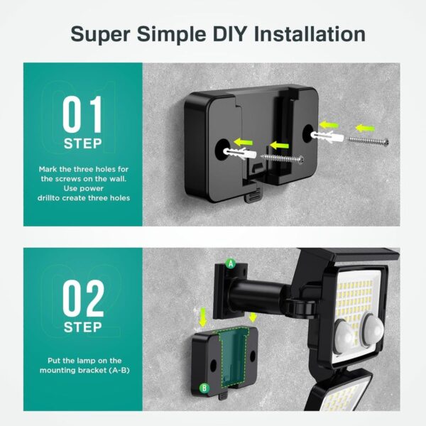 Solar Outdoor Lights 3000LM 188 LED Motion Sensor Outdoor Lights